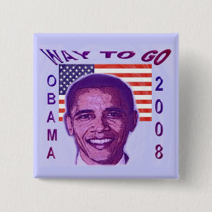 Badge Carré 5 Cm Bouton OBAMA 2008