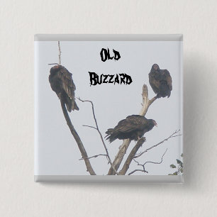 Badge Carré 5 Cm Bouton Old Buzzard