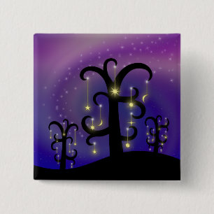 Badge Carré 5 Cm Bouton Orchard des étoiles