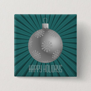 Badge Carré 5 Cm Bouton Ornament Grilles Starburst, Turquoise