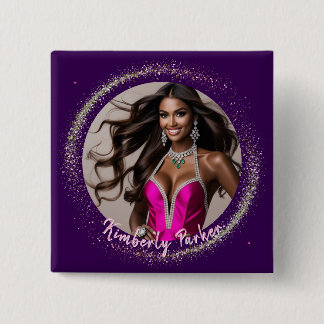 Badge Carré 5 Cm Bouton Pageant Poussière Glimmer