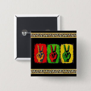 Badge Carré 5 Cm Bouton Paix