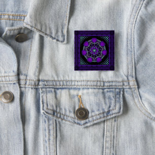 Badge Carré 5 Cm Bouton Parapluie violet & coeurs .7