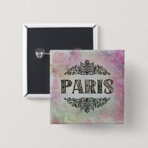 Badge Carré 5 Cm Bouton Paris