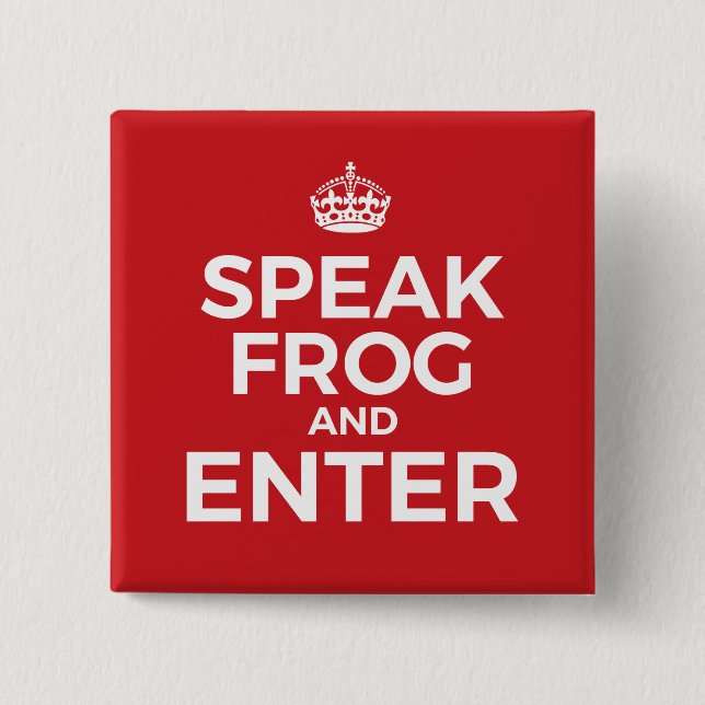 Badge Carré 5 Cm Bouton Parler Frog & Enter (Devant)