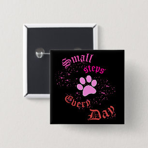 Badge Carré 5 Cm Bouton Patte de Chat Petits Pas Chaque Jour