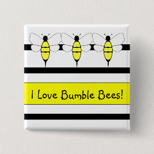 Badge Carré 5 Cm Bouton personnalisable Bumble Bee