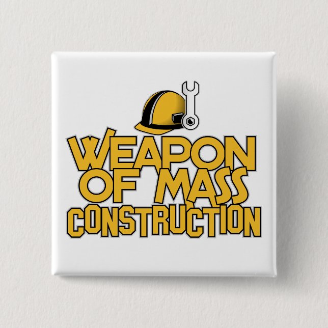 Badge Carré 5 Cm Bouton personnalisé Construction de masse (Devant)