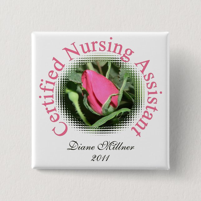 Badge Carré 5 Cm Bouton personnalisé par assistant soignant (Devant)