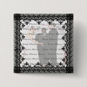 Badge Carré 5 Cm Bouton photo Carré en dentelle noire
