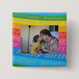 Badge Carré 5 Cm Bouton photo d'anniversaire/Modèle d'épine