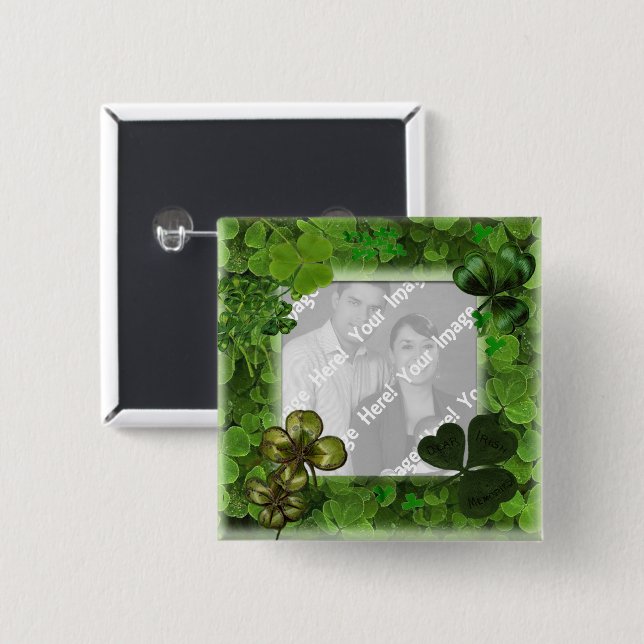 Badge Carré 5 Cm Bouton photo de la Saint Patrick (Devant & derrière)