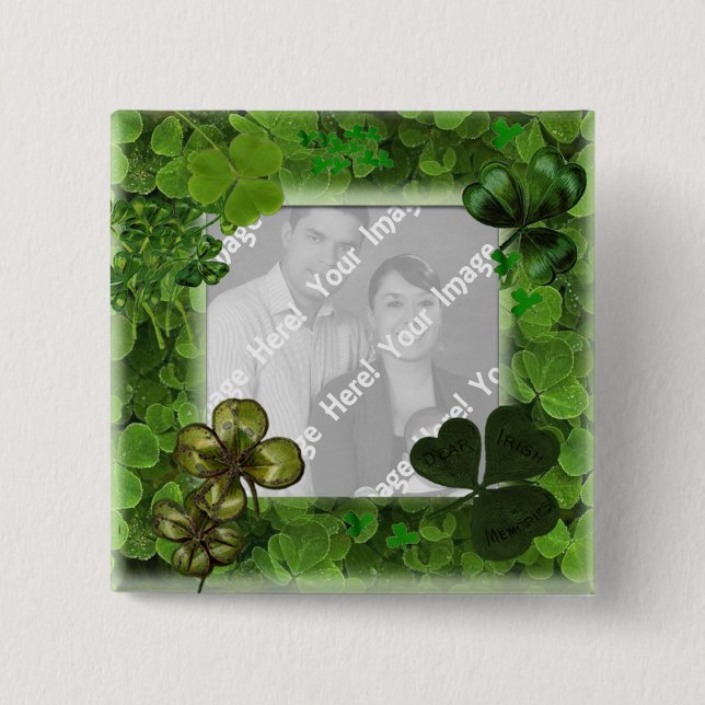 Badge Carré 5 Cm Bouton photo de la Saint Patrick (Devant)