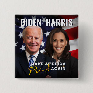 Badge Carré 5 Cm Bouton photo du drapeau américain Joe Biden Kamal