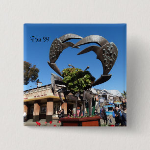 Badge Carré 5 Cm Bouton Pinback de la Statue du crabe de San Franci