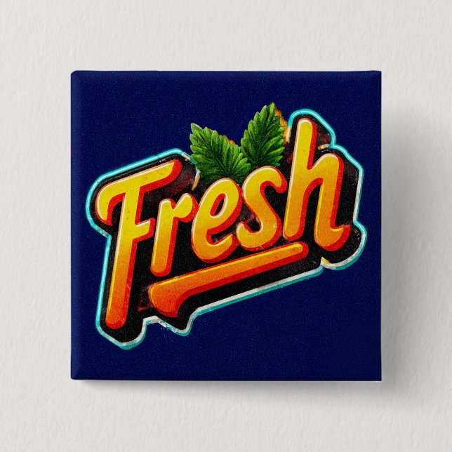 Badge Carré 5 Cm Bouton Pinback frais de style rétro (Devant)