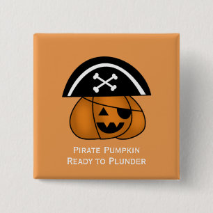 Badge Carré 5 Cm Bouton Pirate citrouille