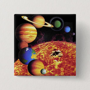 Badge Carré 5 Cm Bouton Planètes du système solaire