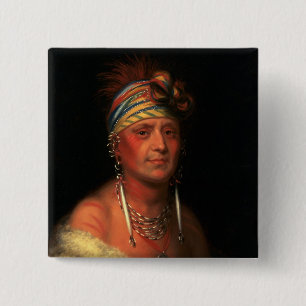 Badge Carré 5 Cm Bouton "Plume blanche" de King