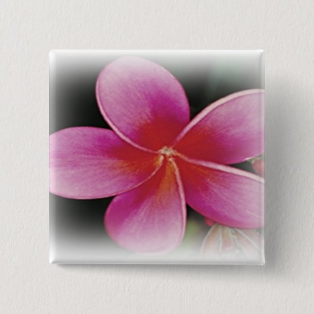 Badge Carré 5 Cm Bouton Plumeria hawaïen (Devant)