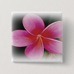 Badge Carré 5 Cm Bouton Plumeria hawaïen