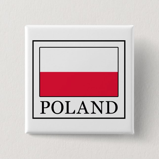 Badge Carré 5 Cm Bouton Pologne (Devant)