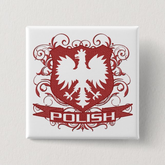 Badge Carré 5 Cm Bouton polonais de crête d'Eagle (Devant)
