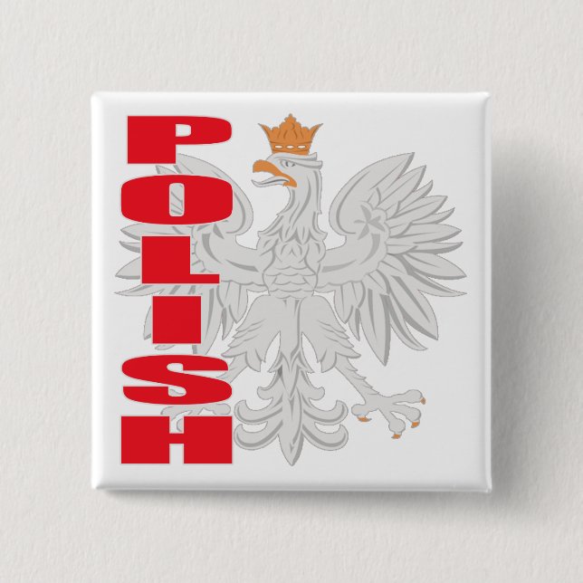 Badge Carré 5 Cm Bouton polonais d'Eagle (Devant)