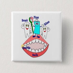 Badge Carré 5 Cm Bouton pour promouvoir l'hygiène dentaire