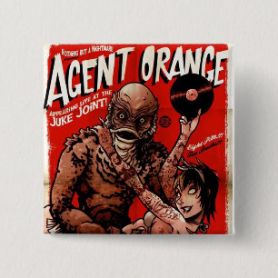 Badge Carré 5 Cm Bouton punk de "créature" d'Agent Orange - carré