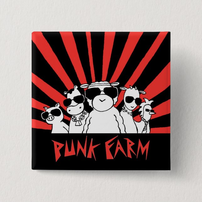 Badge Carré 5 Cm Bouton punk de ferme (Devant)