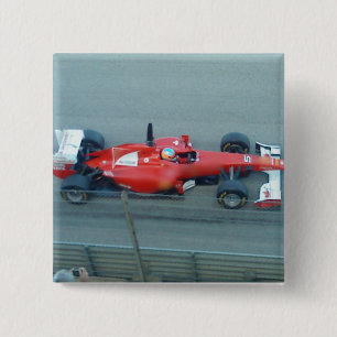Badge Carré 5 Cm Bouton Red Racing Car