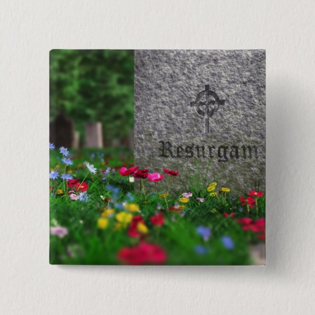 Badge Carré 5 Cm Bouton Resurgam (Devant)