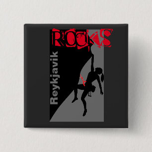 Badge Carré 5 Cm bouton Reykjavik Rocks