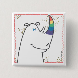 Badge Carré 5 Cm Bouton Rhinocéros Fierté