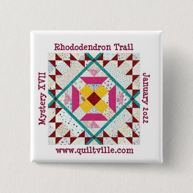 Badge Carré 5 Cm Bouton Rhododendron Trail (Devant)