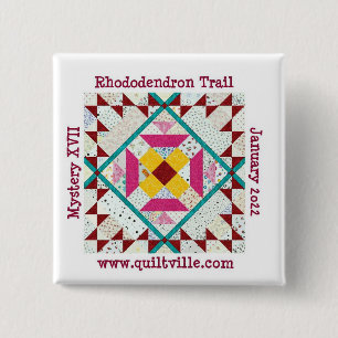 Badge Carré 5 Cm Bouton Rhododendron Trail