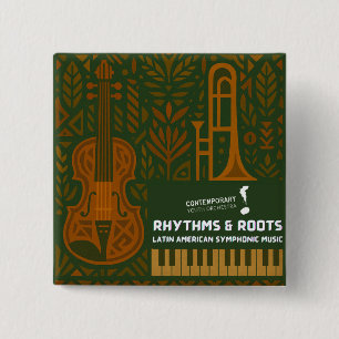 Badge Carré 5 Cm Bouton Rhythmes et Racines