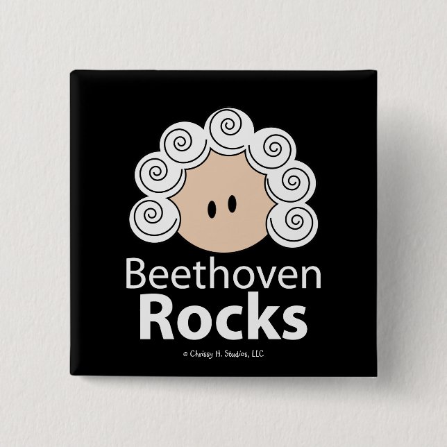 Badge Carré 5 Cm Bouton Rocks Beethoven (Devant)