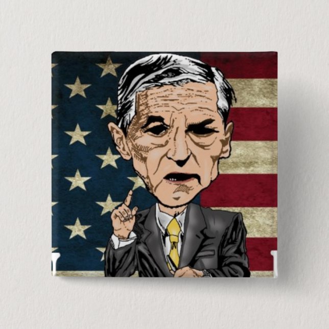 BADGE CARRÉ 5 CM BOUTON RON PAUL (Devant)