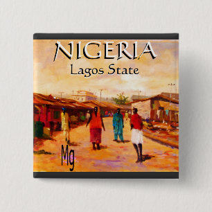 Badge Carré 5 Cm Bouton rond - Nigéria