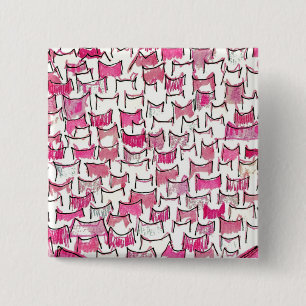Badge Carré 5 Cm Bouton rose d'oreilles de chat