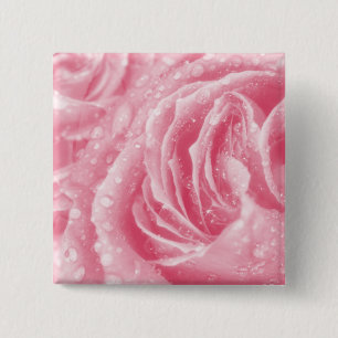 Badge Carré 5 Cm Bouton rose rose étincelant