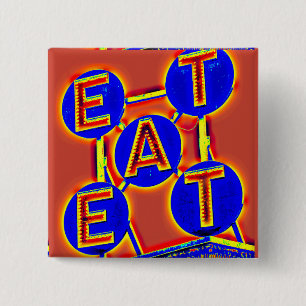 Badge Carré 5 Cm bouton rouge bleu