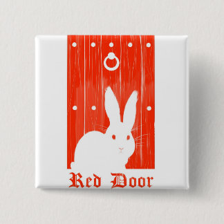 Badge Carré 5 Cm Bouton rouge de lapin de porte