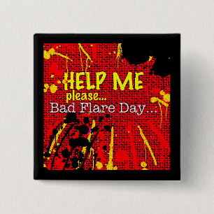 Badge Carré 5 Cm bouton rouge de mauvais jour de