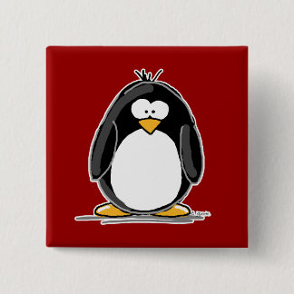 Badge Carré 5 Cm Bouton rouge de pingouin