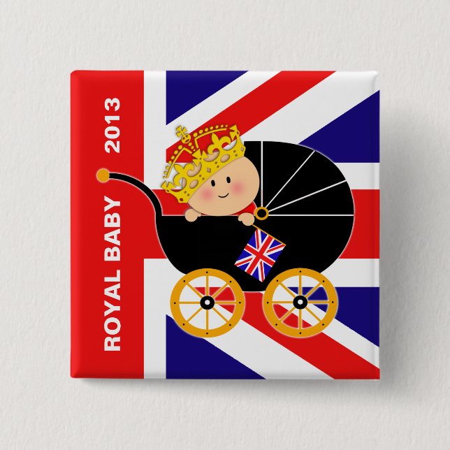 Badge Carré 5 Cm Bouton royal britannique de bébé (Devant)