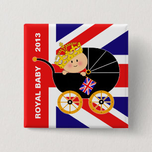 Badge Carré 5 Cm Bouton royal britannique de bébé