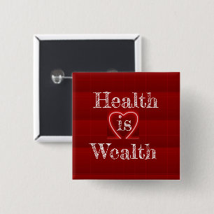 Badge Carré 5 Cm Bouton Santé : Richesse